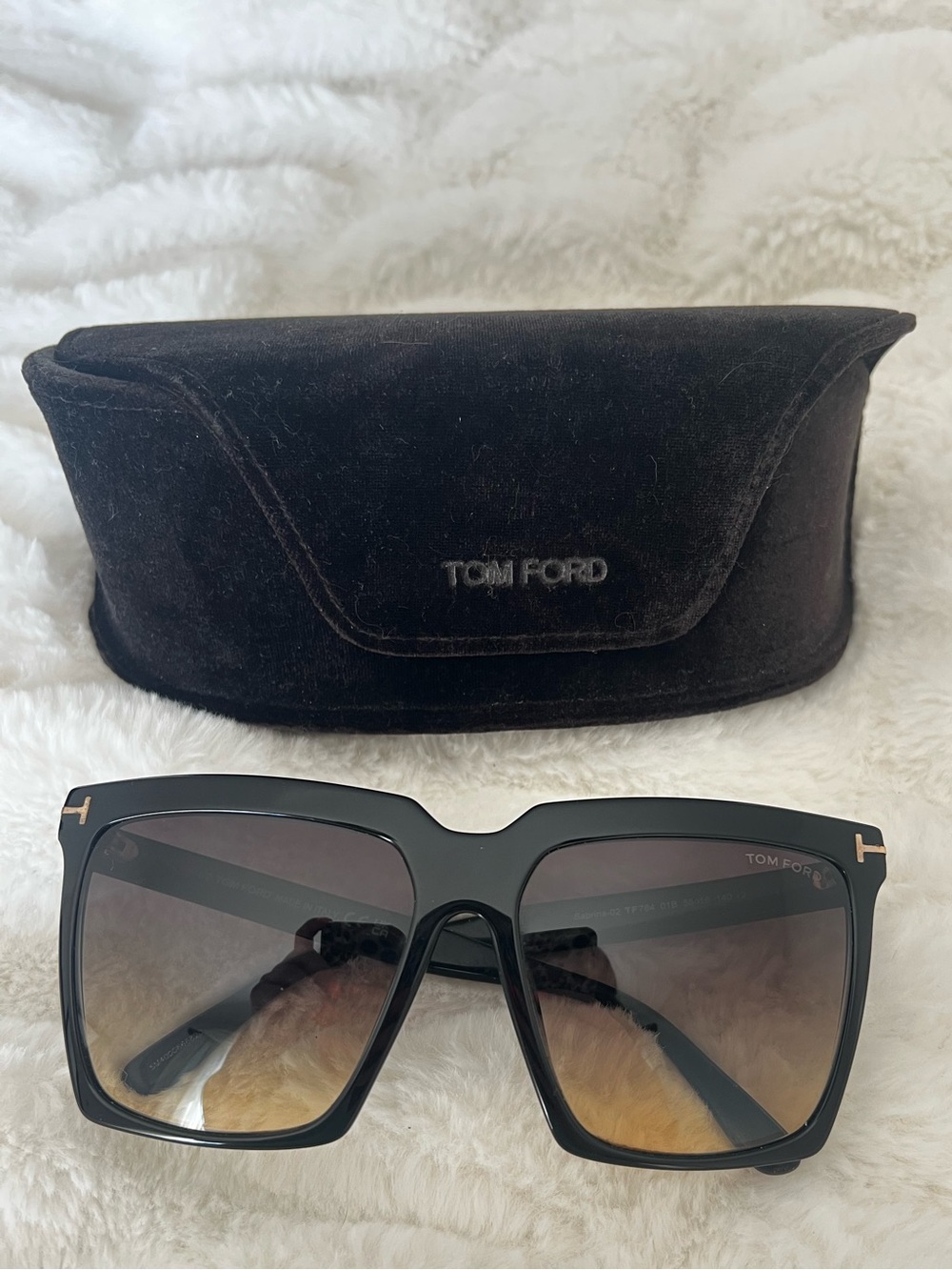 Tom Ford Black Frame Gradient Brown Lens Women's Sunglasses